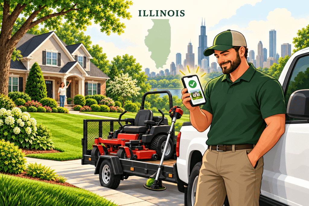 Illinois landscaping contractor receiving a local customer job