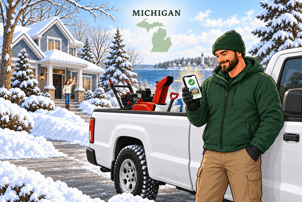 Michigan landscaping and snow-removal provider performing seasonal property services