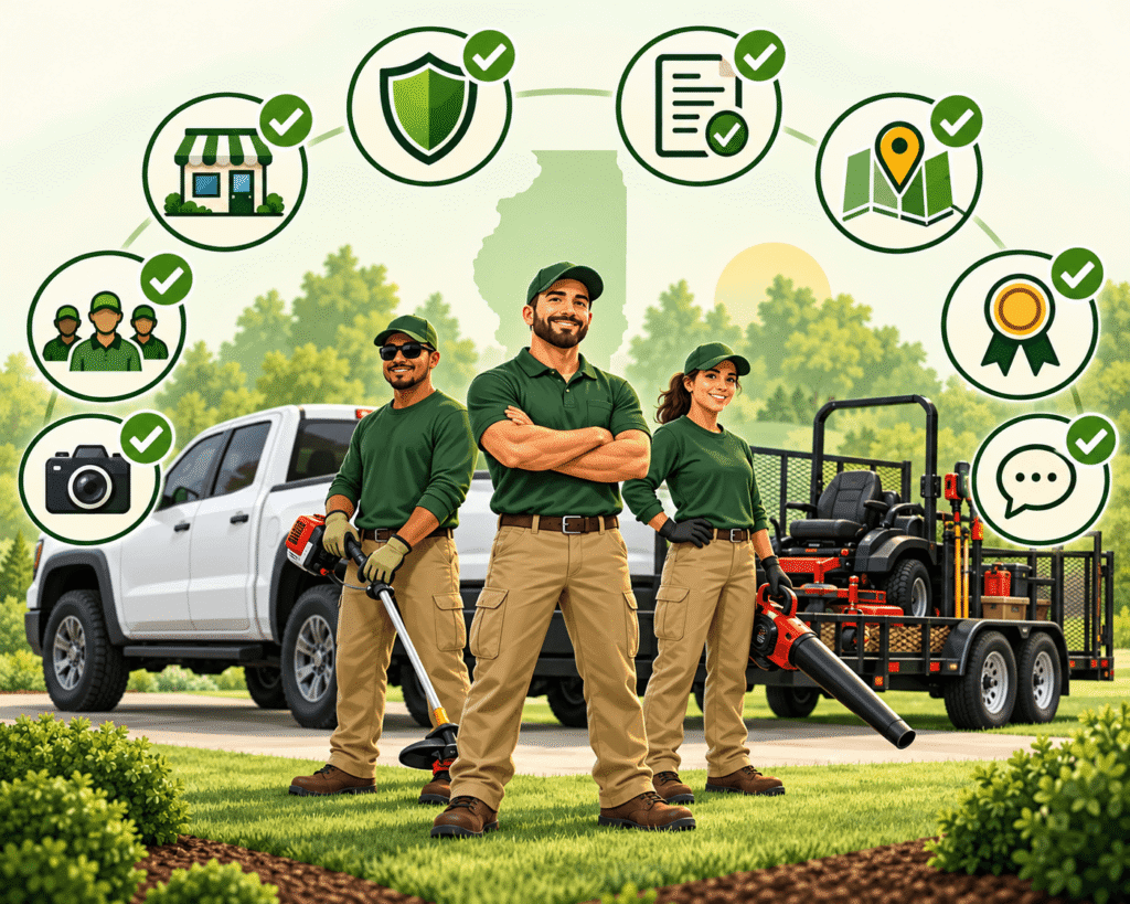 Local Landscaping Partners reviews established Illinois landscaping businesses for insurance, documentation, equipment, service area, capacity, experience, and professional communication.